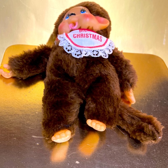 RUSS BERRIE VTG 1977 MONKEY CHIMP THUMKEY MERRY CHRISTMAS BROWN MONKEY & BANANA - Picture 4 of 11